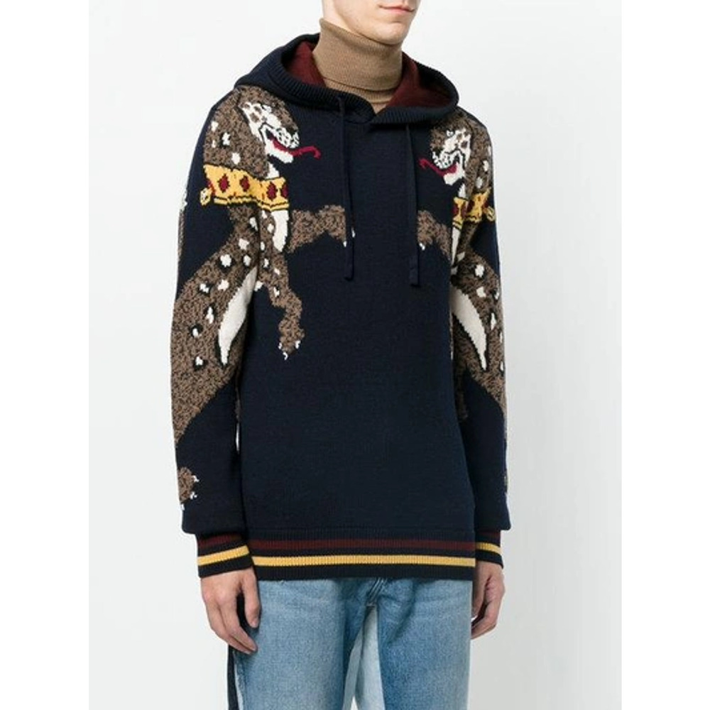 Dolce & Gabbana Navy Royal Tiger Embroidered Hoodie (Size: IT44, S) RRP $1295